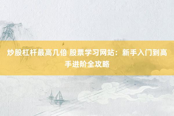 炒股杠杆最高几倍 股票学习网站：新手入门到高手进阶全攻略