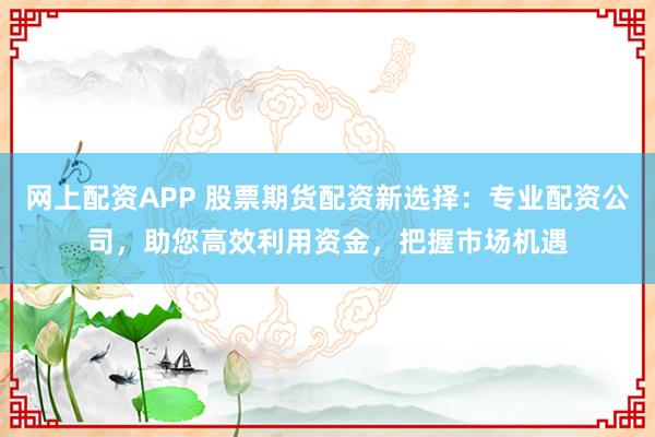 网上配资APP 股票期货配资新选择：专业配资公司，助您高效利用资金，把握市场机遇