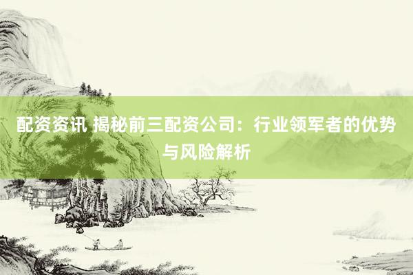 配资资讯 揭秘前三配资公司：行业领军者的优势与风险解析