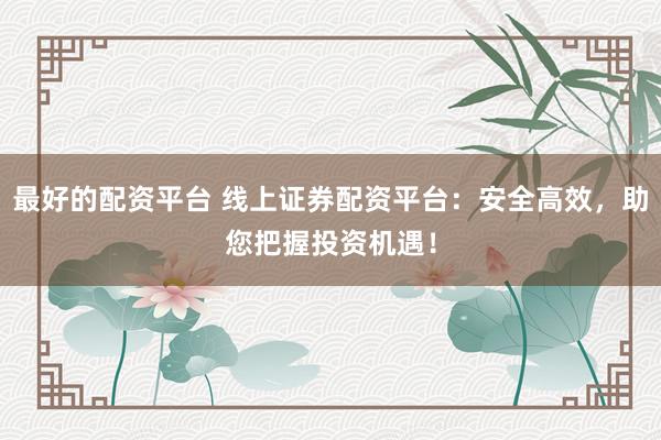 最好的配资平台 线上证券配资平台：安全高效，助您把握投资机遇！