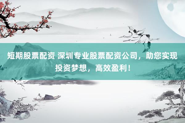 短期股票配资 深圳专业股票配资公司，助您实现投资梦想，高效盈利！