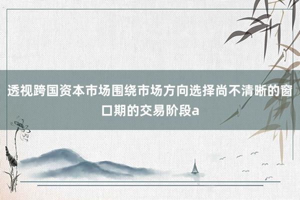 透视跨国资本市场围绕市场方向选择尚不清晰的窗口期的交易阶段a